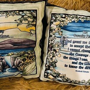 The Serenity Prayer Pillow Set Handmade 16”x16”” Handmade Rare Find
